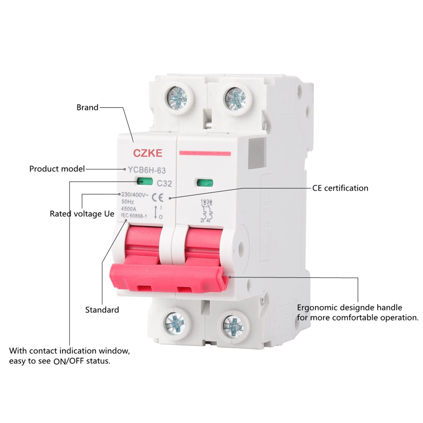CB đóng ngắt, aptomat  CNC 2P 230V AC 2P 16A-63A