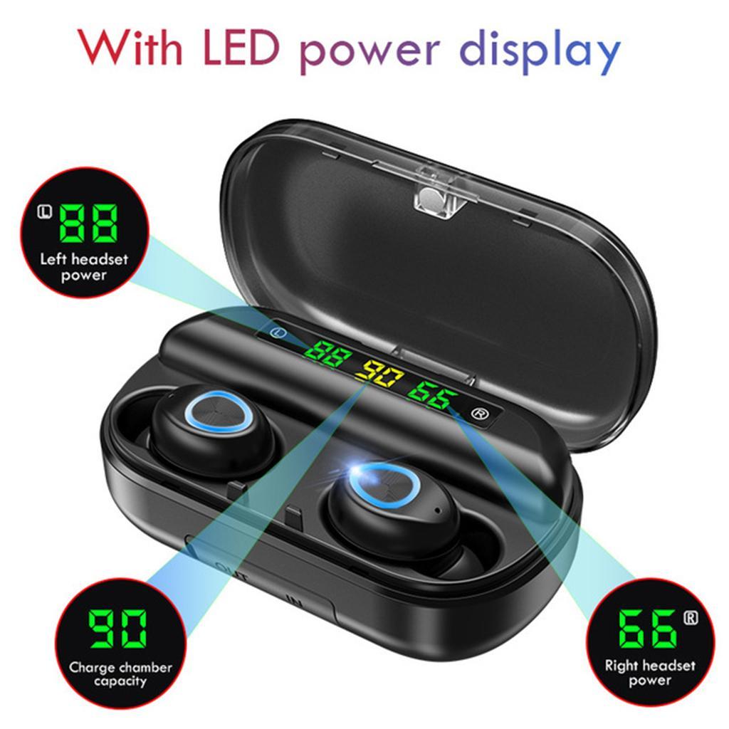 V10 V5.0 Wireless Touch Control LED Display Earphone Black