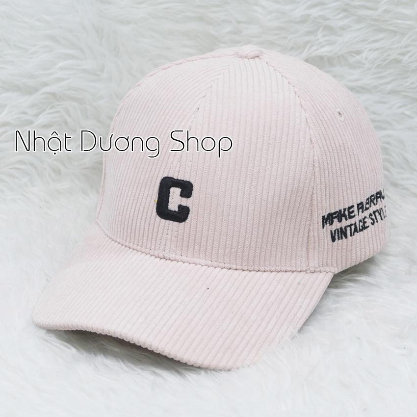 Mũ lưỡi trai ️ Nón kết thêu chữ C - Chất liệu nhung đũa cao cấp form unisex nam nữ.