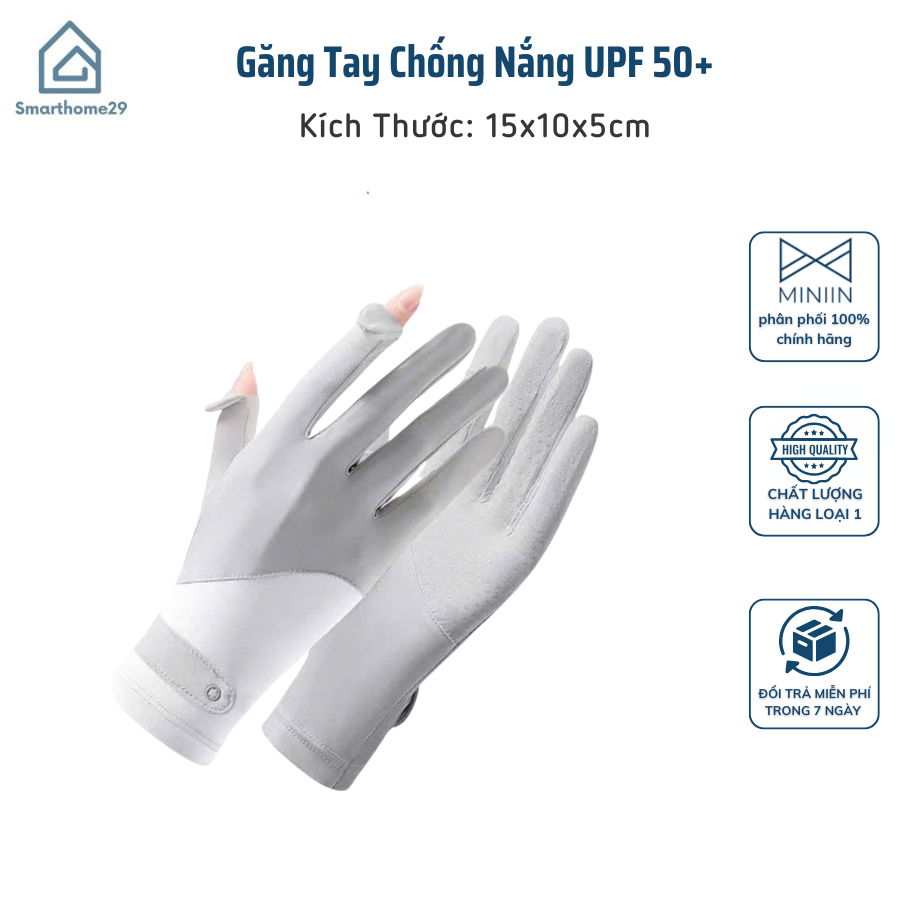 Găng Tay Chống Nắng UPF 50+ Cho Nữ - Chống Tia UV, Chống Trượt, Dành Cho Lái Xe Máy - HÀNG CHÍNH HÃNG MINIIN