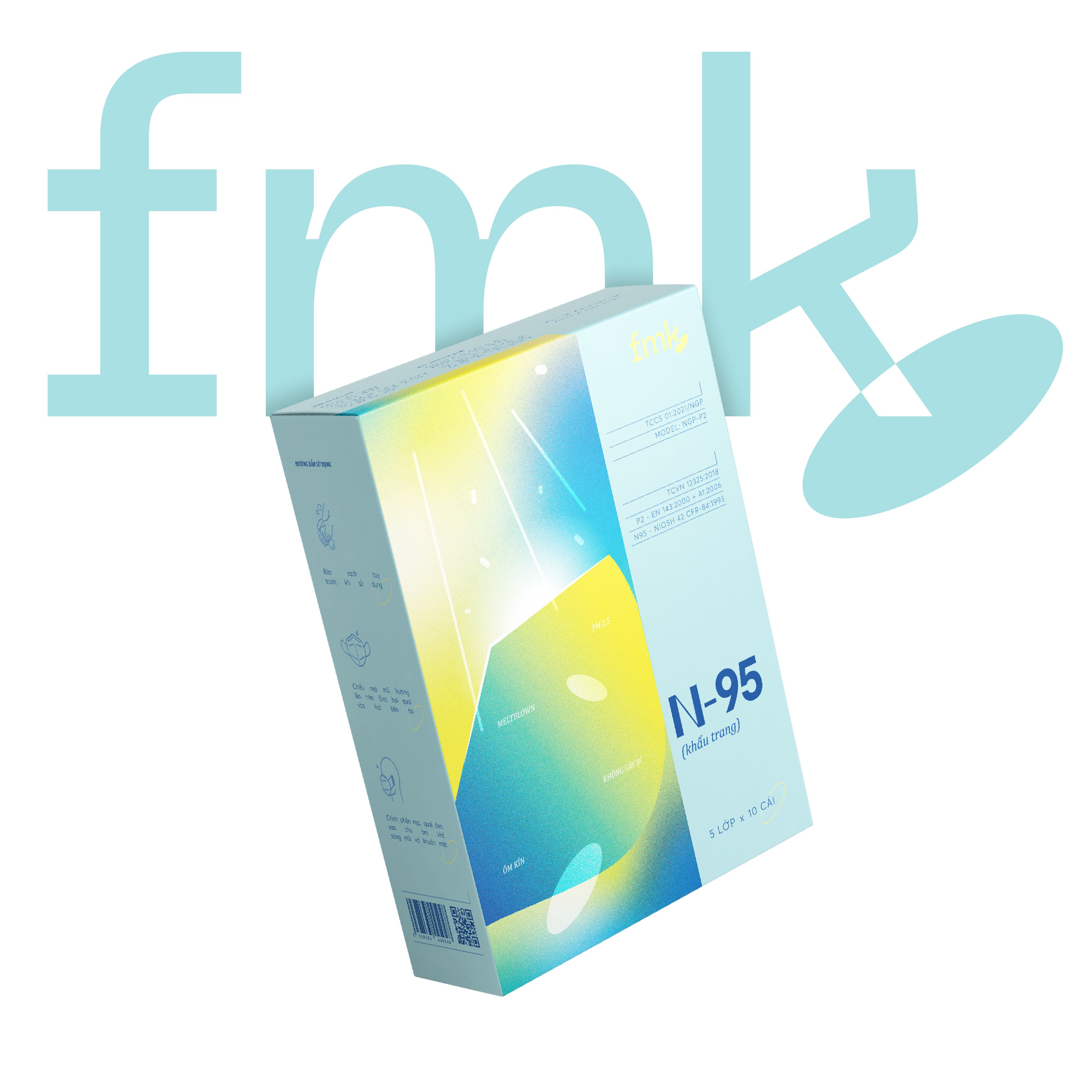 Khẩu trang N95 kháng khuẩn cao cấp - 5 lớp bảo vệ tối ưu - Thương hiệu FMK - Best Seller tại Nhật - Đạt tiêu chuẩn NIOSH 42 CFR 84