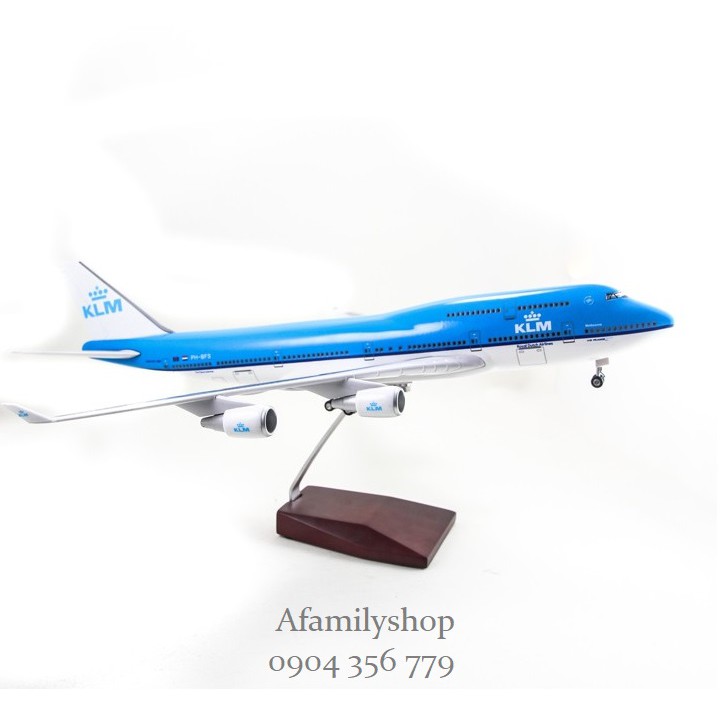 Mô hình máy bay KLM Royal Dutch Airlines Boeing B747 47cm có bánh xe và đèn led