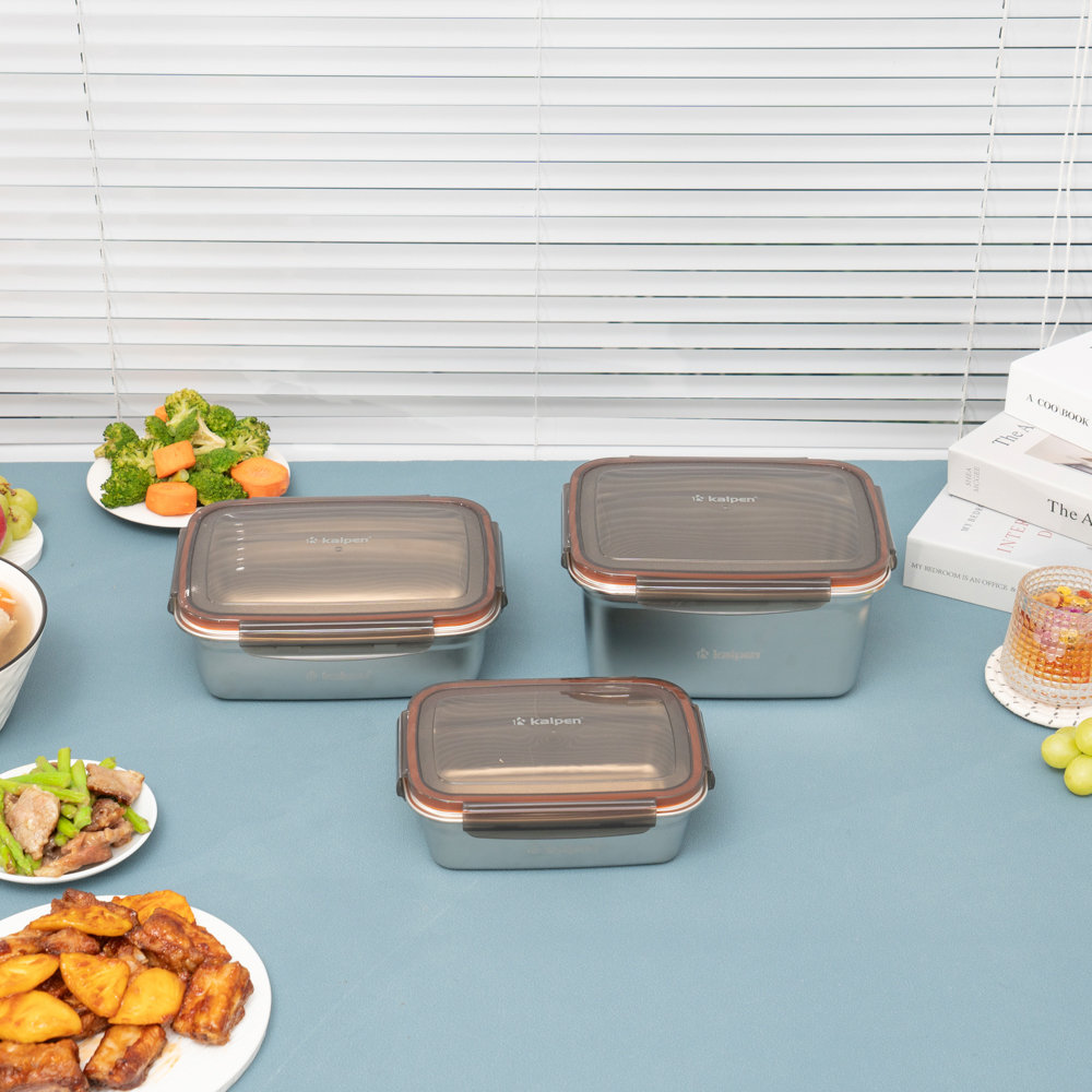 Hộp Inox 304 bảo quản thực phẩm Kalpen 2800ml dùng trong lò vi sóng