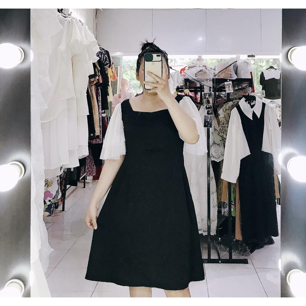 ĐẦM SUÔNG ĐEN TAY LƯỚI TRẮNG BIGSIZE 58-90KG