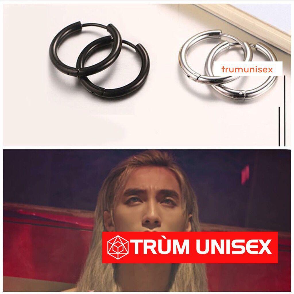 Khuyên Tai Inox Tròn Unisex 14mm 1 Đôi Không Gỉ