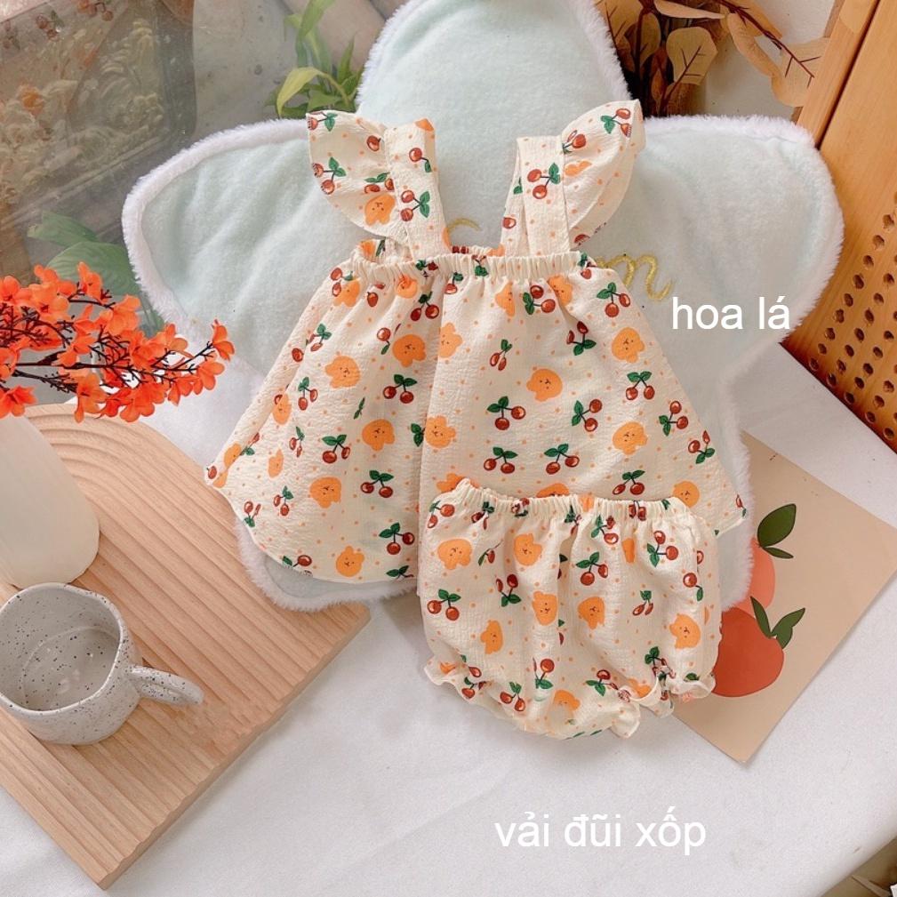 Đồ bộ bé gái quần áo cánh tiên vải đũi QATE902 - bộ cánh tiên bé gái xinh xắn