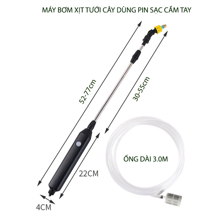 Máy bơm xịt tưới cây đa năng cầm tay, đầu phun dài kèm ống mềm cấp nước 3.0m