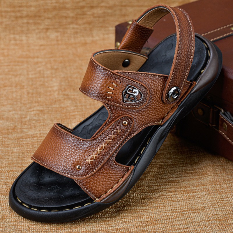 Sandal da bò đế kếp, da thật 100% kết hợp đế kếp cao 3,5cm cực đẹp khâu may chân quai siêu chắc chắn SD88