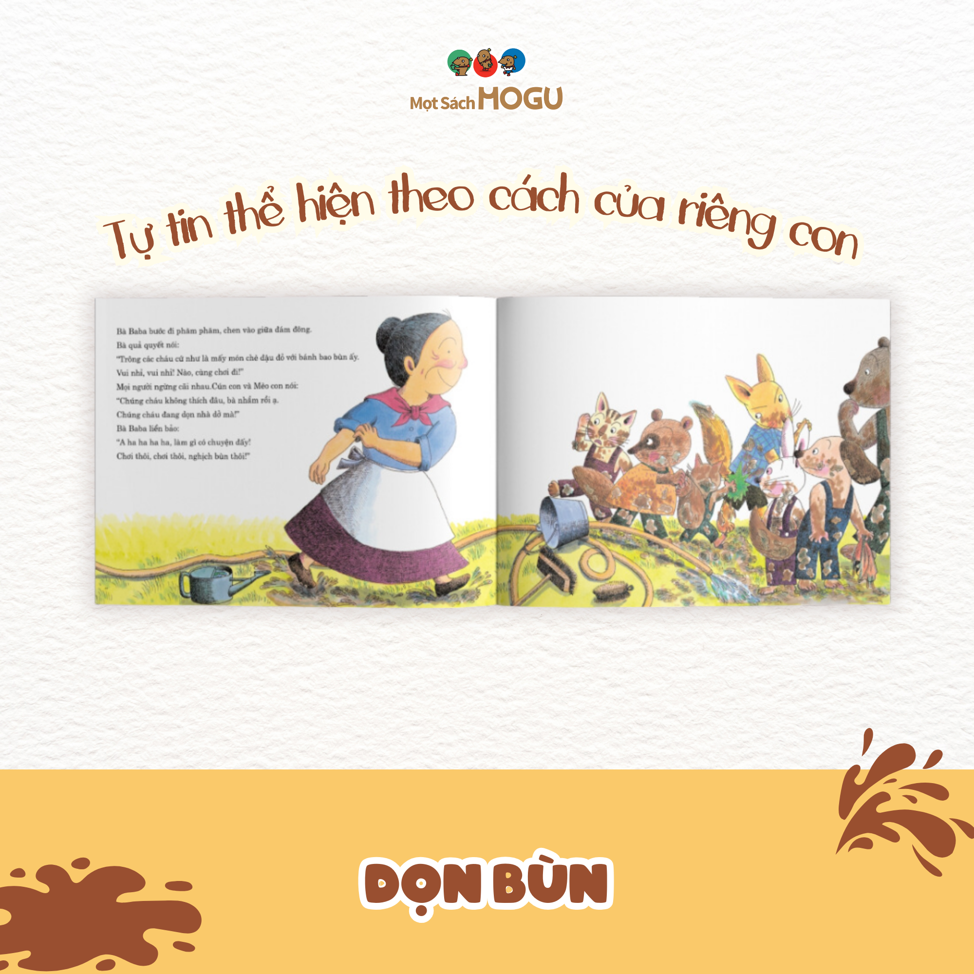 Sách Ehon cho bé từ 3 tuổi - Phát triển tư duy Dọn bùn (Tranh truyện Ehon Nhật Bản cho bé)