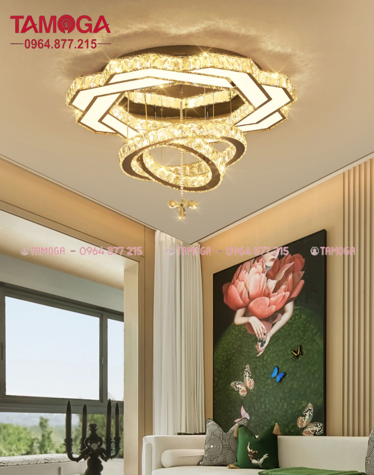 Đèn LED ốp trần pha lê cao cấp D800 TAMOGA 394