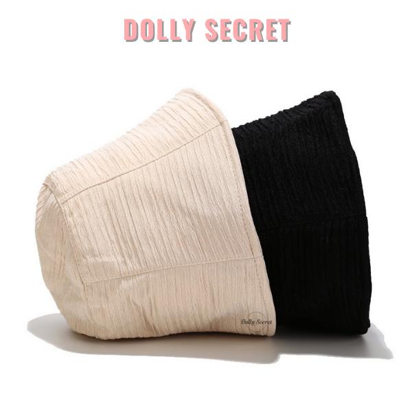 Mũ bucket tai bèo vải xô Hàn vành cụp chống nắng chất cotton dập nổi DOLLY SECRET M03
