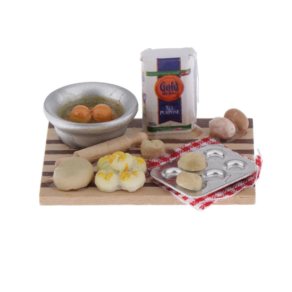 Miniature Rolling Pin Set 1:12 Dollhouse Accessories Kitchen for Children Doll Pretend Play Toy