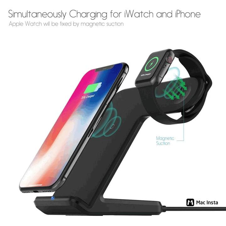 Đế sạc không dây 2in1 dạng đứng cho Iphone và AppleWatch - Home and Garden