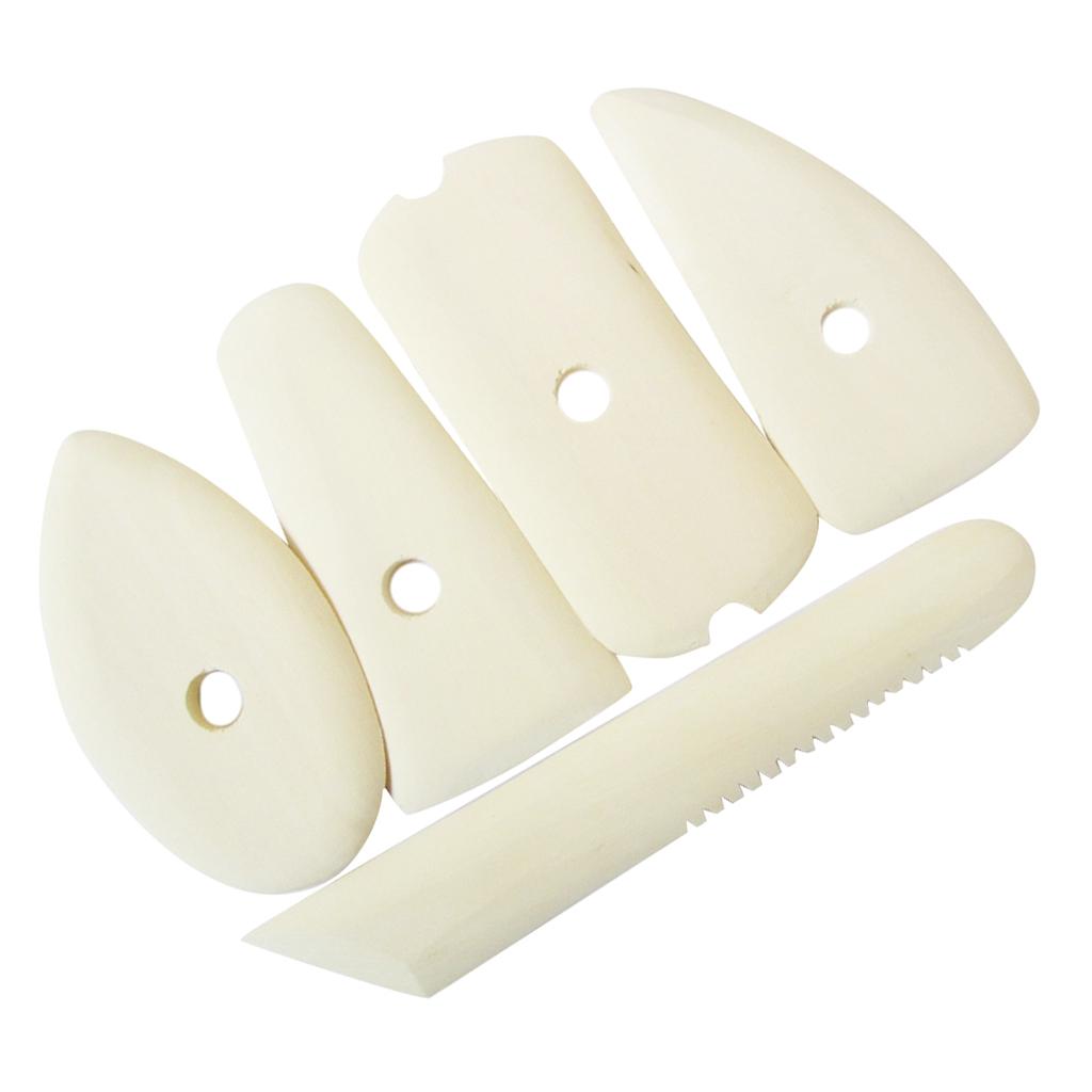 5pcs Wooden Pottery Ceramic Clay Sculpting Wax Carving Tools Modeling Kits