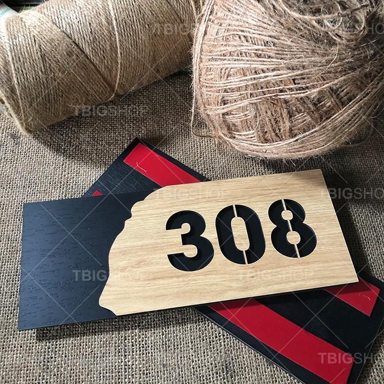 Bảng số phòng, số nhà bằng gỗ cắt laser 25x10cm