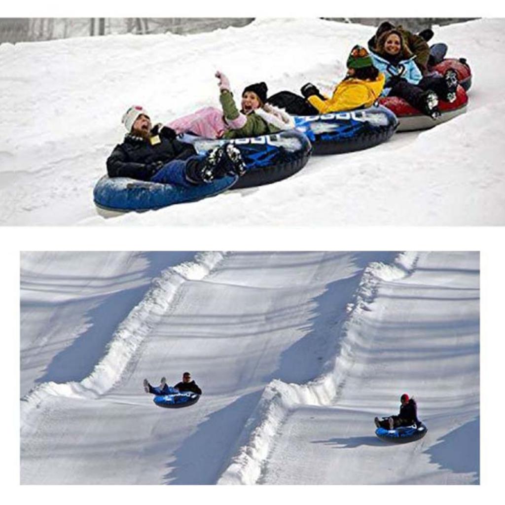 Premium Inflatable Snow Tube 47'' Sled Heavy Duty Snow Sledding Tube Black