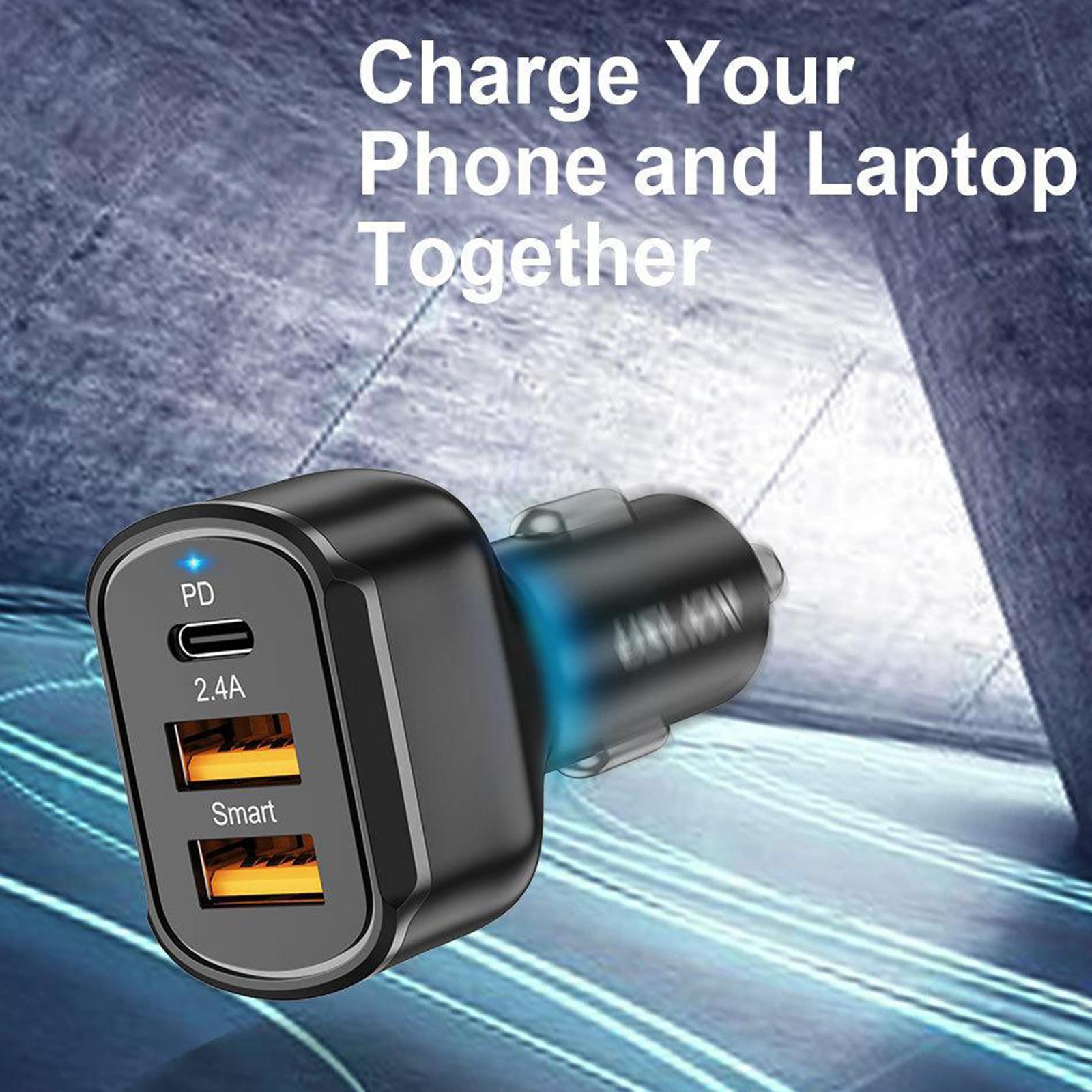 30W USB C Car Charger 2 USB QC 3.0 for  11  Pro Max Xs 8 plus