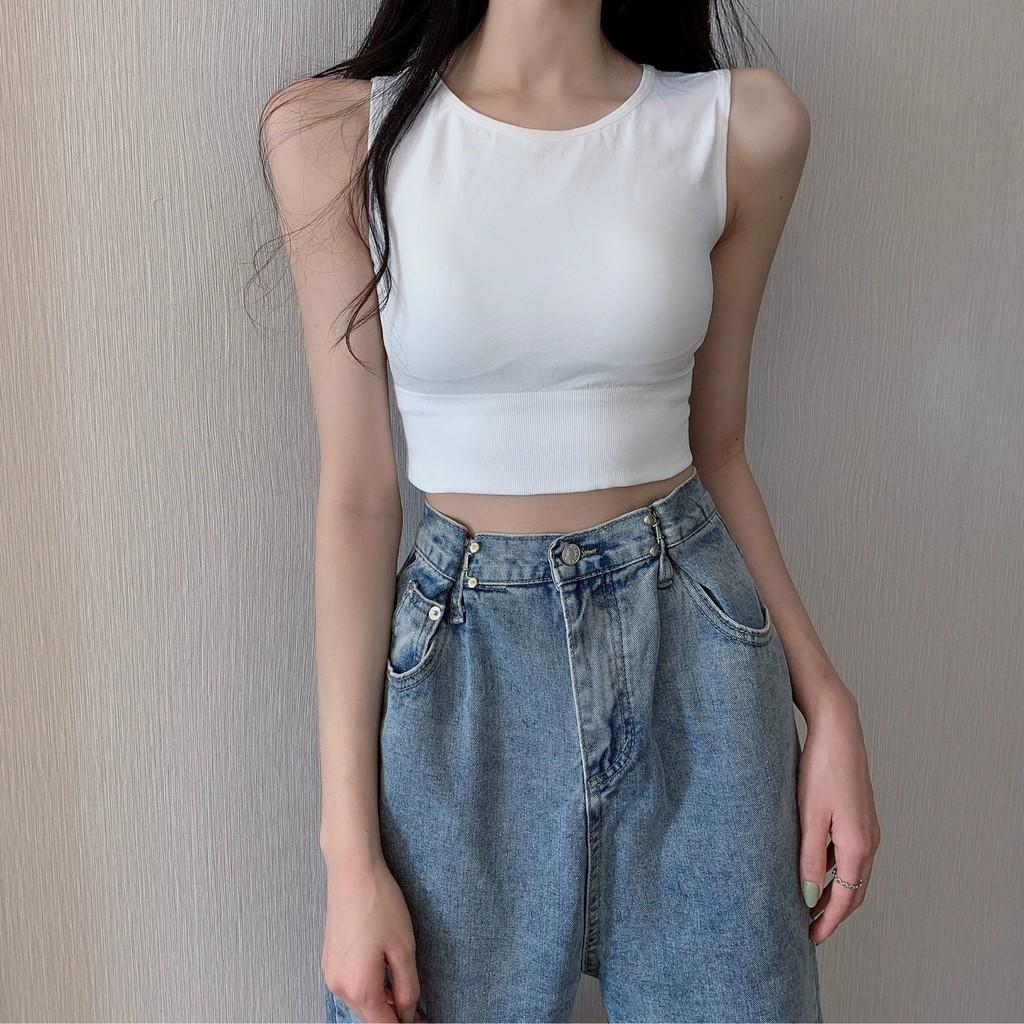 Áo croptop body sát nách cá tính có mút