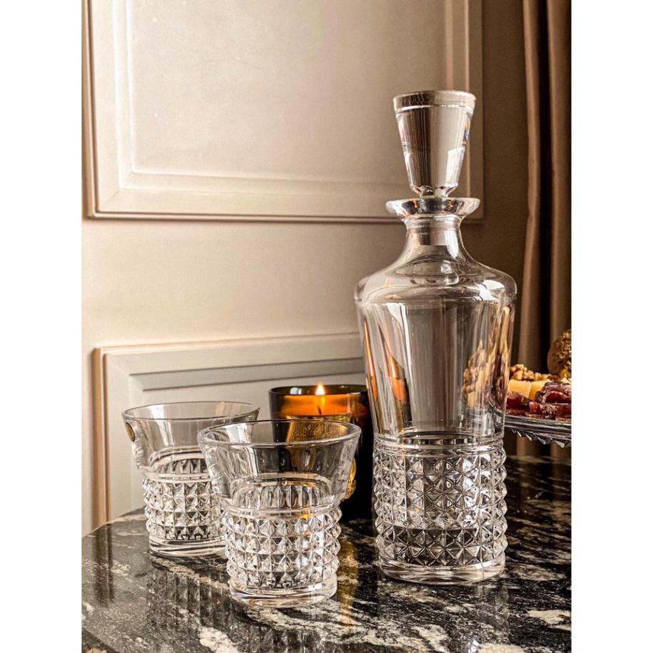 Set Bình Rượu Pha Lê Kèm 6 Cốc Bohemia Trinity, Bộ Bình Ly Pha Lê Dùng Uống Whisky Cao Cấp, Nhập Đức