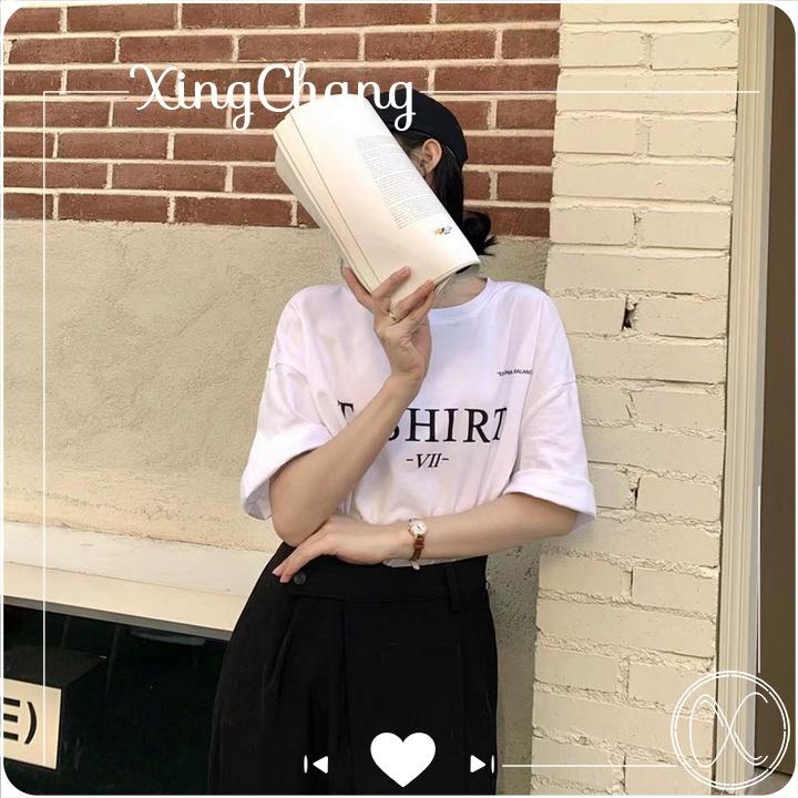 Áo phông nữ form rộng tay lỡ, Áo phông hè chất mịn đẹp nữ tính in T-Shirt mã TLW.28