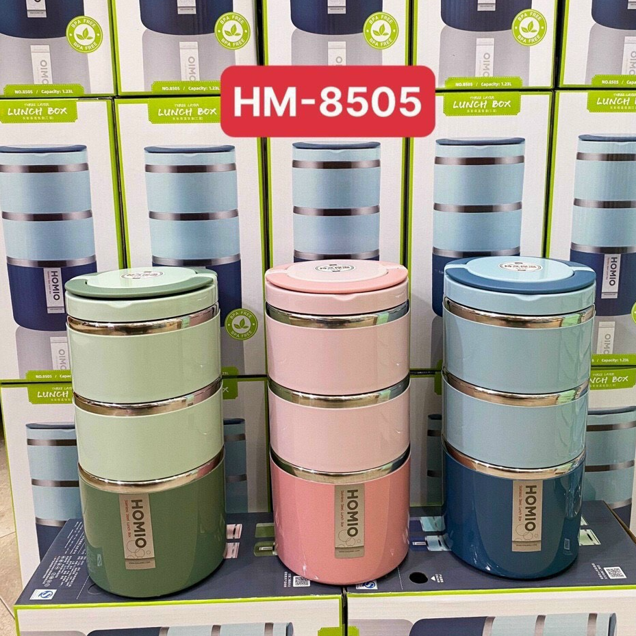 CẶP LỒNG ĐỰNG CƠM GIỮ NHIỆT RUỘT INOX 304 CAO CẤP 3 TẦNG TRƠN - TH14
