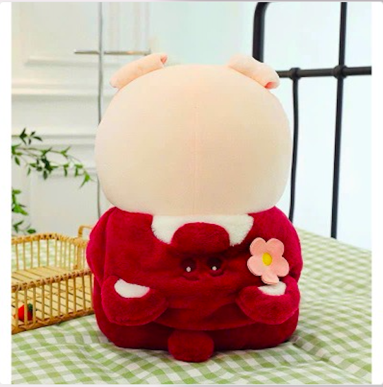 Thú nhồi bông heo ôm bình sữa cosplay lotso- Size từ 35cm đến 55cm - Quà tặng heo ôm bình sữa cosplay lotso nhồi bông dễ thương - Gối ôm mềm mịn cho bé