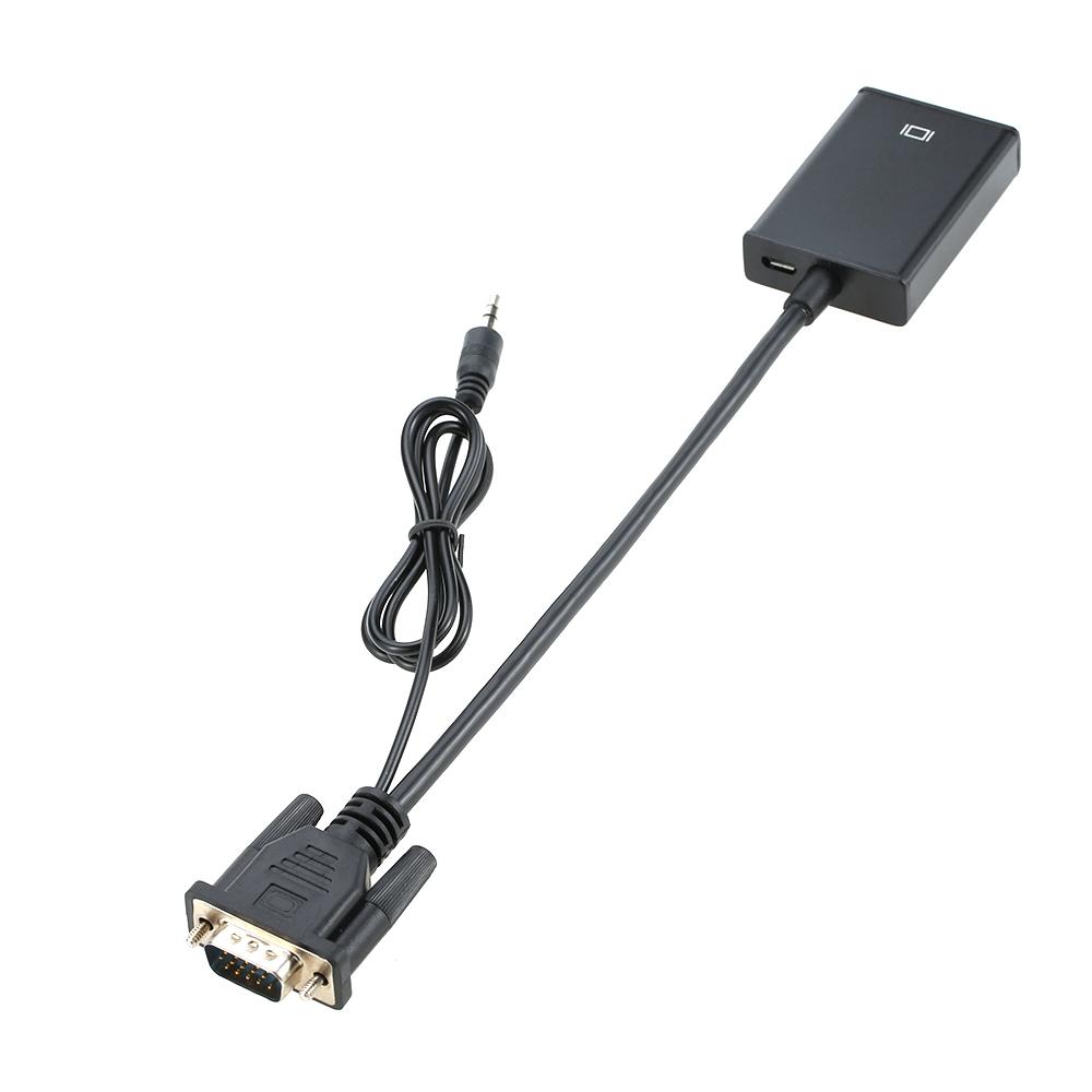 Bộ chuyển đổi VGA 1080P Male sang HD Female với cáp âm thanh 3.5mm USB Nguồn cấp cho máy tính xách tay PC Máy chiếu HDTV