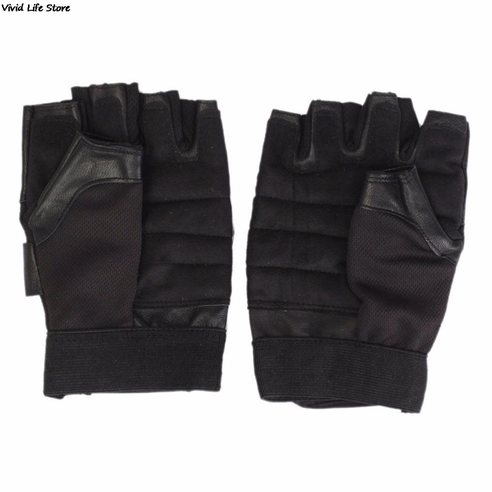 1Pair nam đen pu tạ trọng lượng nâng găng tay găng tay tập luyện cổ tay bọc thể thao tập thể dục thể dục