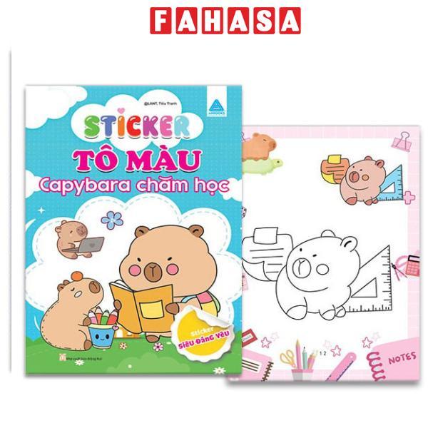Sách - Sticker Tô Màu - Capybara Chăm Học