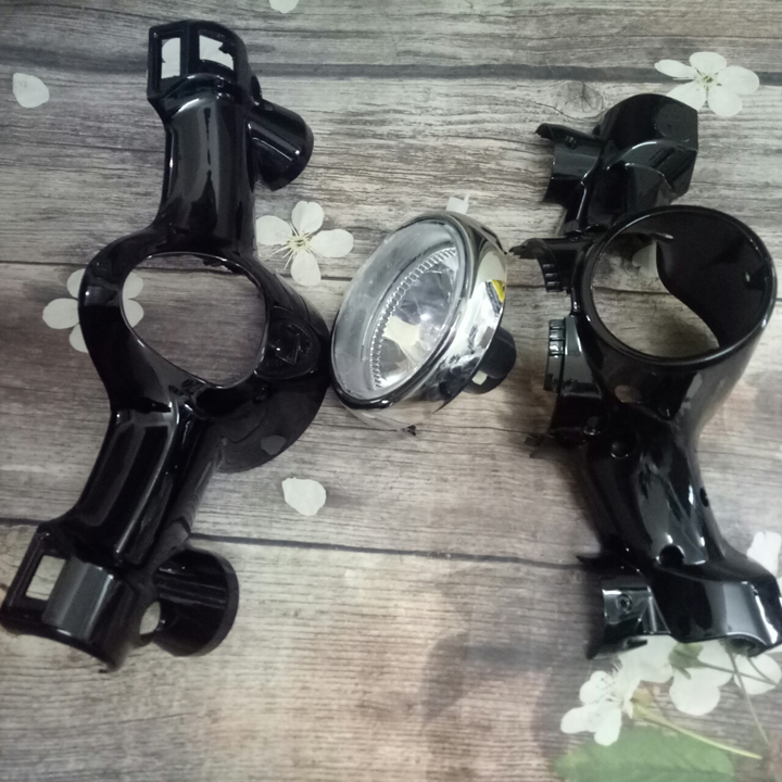 Combo 3 món ốp đầu dành cho xe CUB 81 đời mới gồm: ốp trên , ốp dưới và pha đèn kèm bóng
