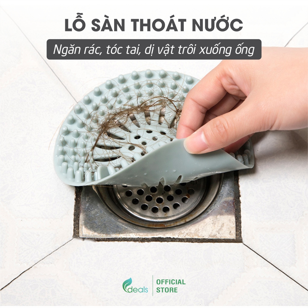 Nắp Đậy Lỗ Thoát Nước Silicone Cao Cấp ECODEALS Cho Lỗ sàn, Bồn Rửa Bát, Bồn Tắm - Chặn tóc, rác, thức ăn thừa, dễ dàng làm sạch, bền dai - KT 14x14cm