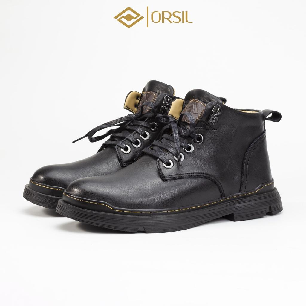 Giày boots nam cổ cao da bò cao cấp ORSIL 2 màu đen và nâu