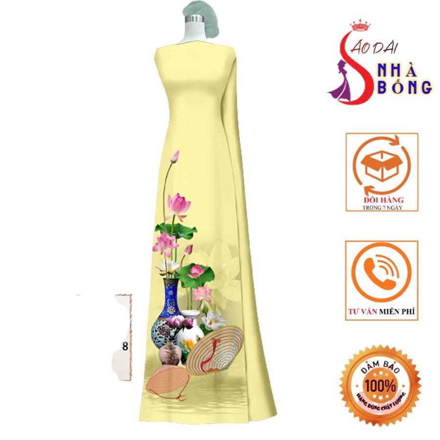 Vải may áo dài in hoa Sen cao cấp - V18