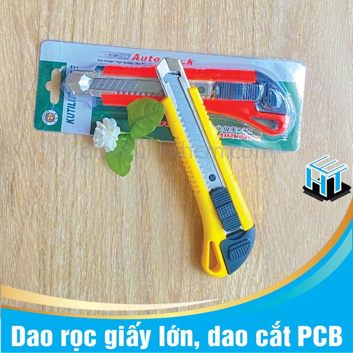 Dao rọc giấy cỡ lớn RuiShiDun, dao cắt PCB hợp kim chống gỉ cực bền - lưỡi 18mm (Màu ngẫu nhiên)