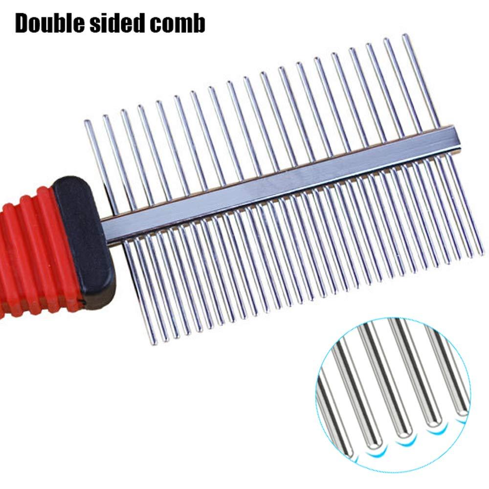 Cắt giảm cho chó, lược cho mèo, lược, có răng tròn, hai miếng, làm bằng kim loại, chải chuốt, cho động vật có mái tóc trung bình và dài