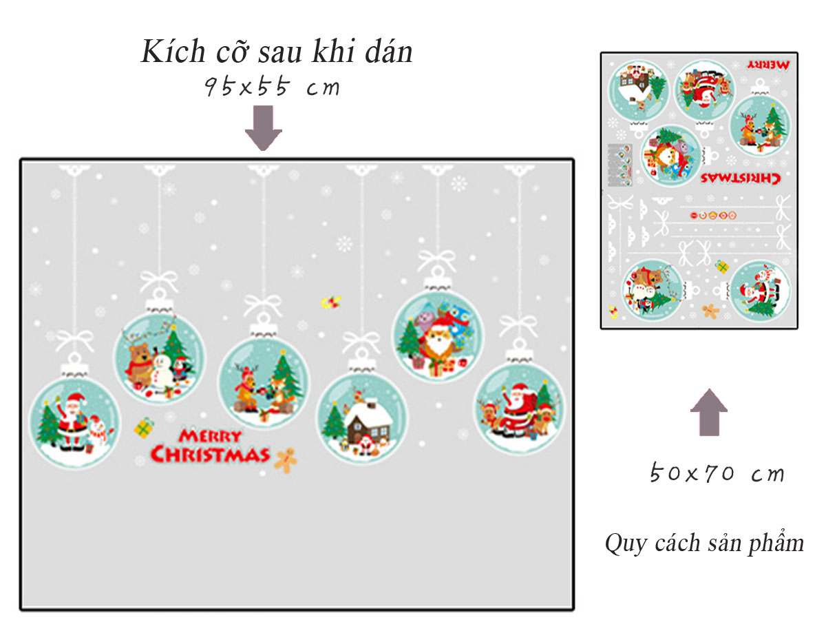 DECAL DÁN KÍNH DÂY TREO NOEL