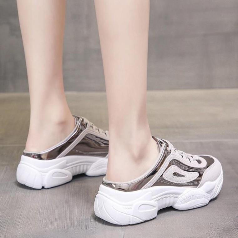 Giày Sneakers Nữ, Giày Thể Thao Nữ- Giày Sục Thể Thao Nữ Đế Gồ Màu Bạc Siêu Hot Shop AMZO Giày Nữ Cao Cấp