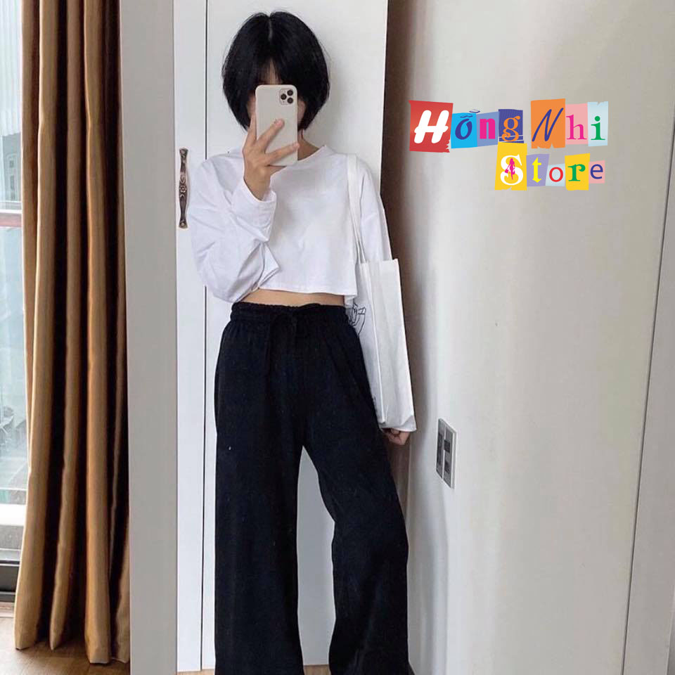 Áo Croptop Trơn Tay Dài Dáng Rộng Long Tee Ulzzang - MM