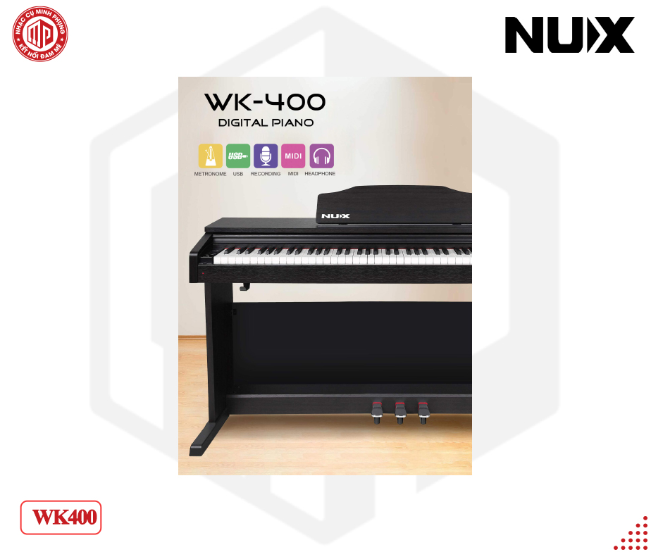 Đàn Piano điện cao cấp/ Home Digital Piano - Nux WK-400 (WK400) - Màu đen (gỗ) - Hàng chính hãng