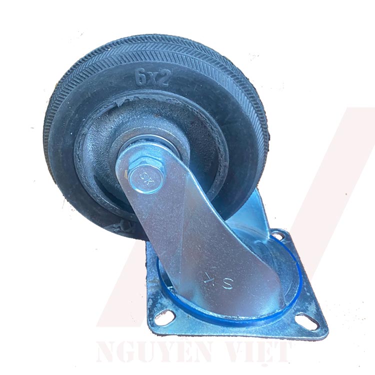 BÁNH XE XE ĐẨY HÀNG CÓ KHÓA BẰNG CAO SU ĐẶC 100X35MM