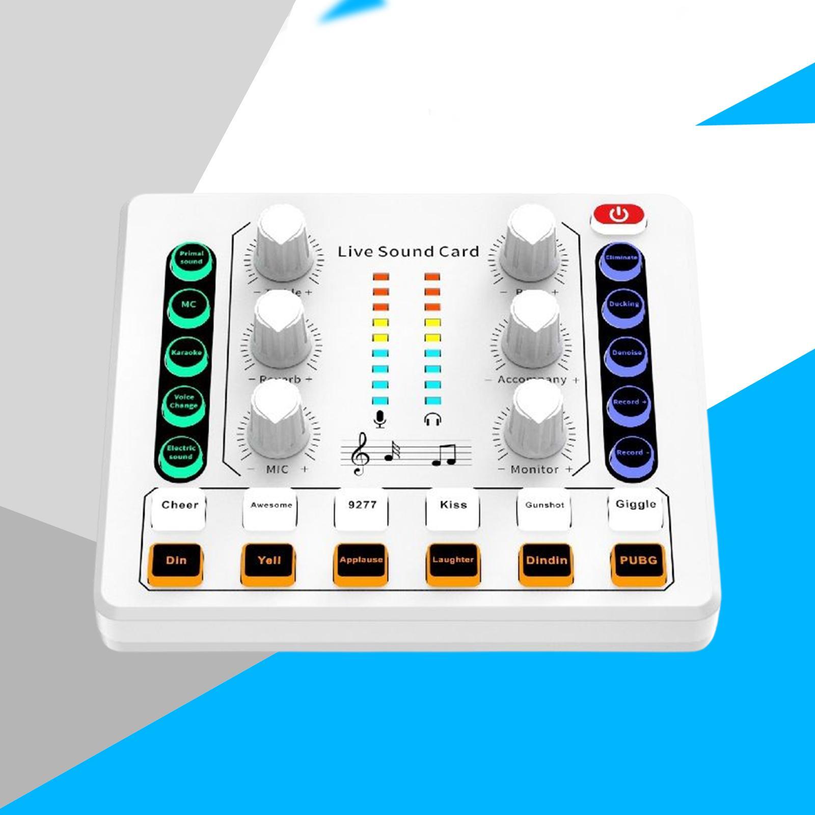 Professional sound Card 12 Sound Effects Low Noise for Karaoke Gaming