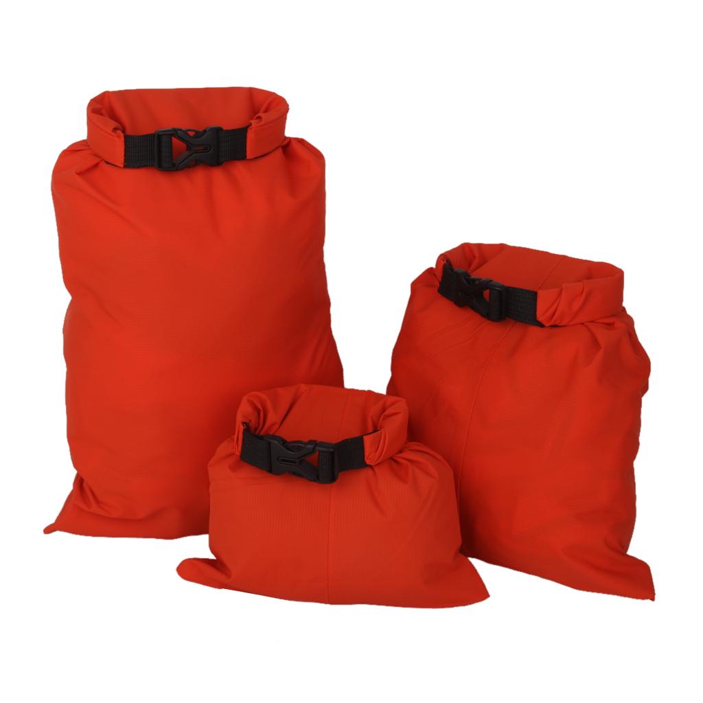 3Pcs Waterproof Dry Storage Bag Pouch Canoeing Rafting Camping Orange