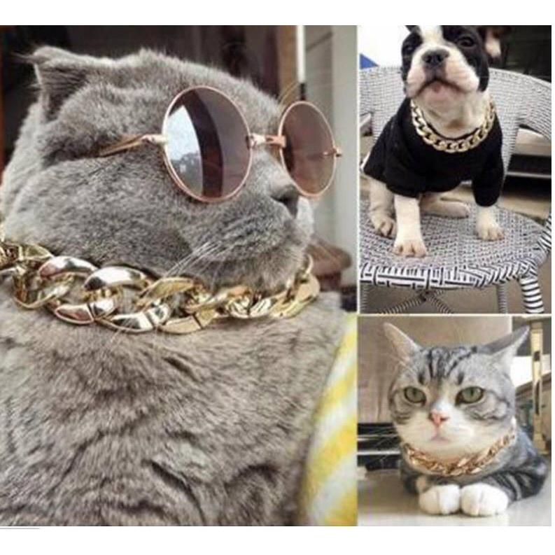 Trang Sức Dây Chuyền Vàng cho Chó Mèo Thú Cưng Phụ kiện vòng cổ mạ vàng, bạc cho chó mèo