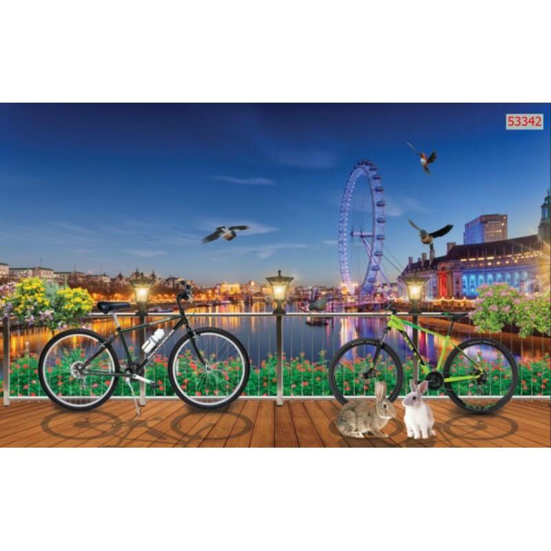 Tranh 3D trang trí quán cafe, trà sữa KT ngang 1,25m*0.8m có keo sẵn