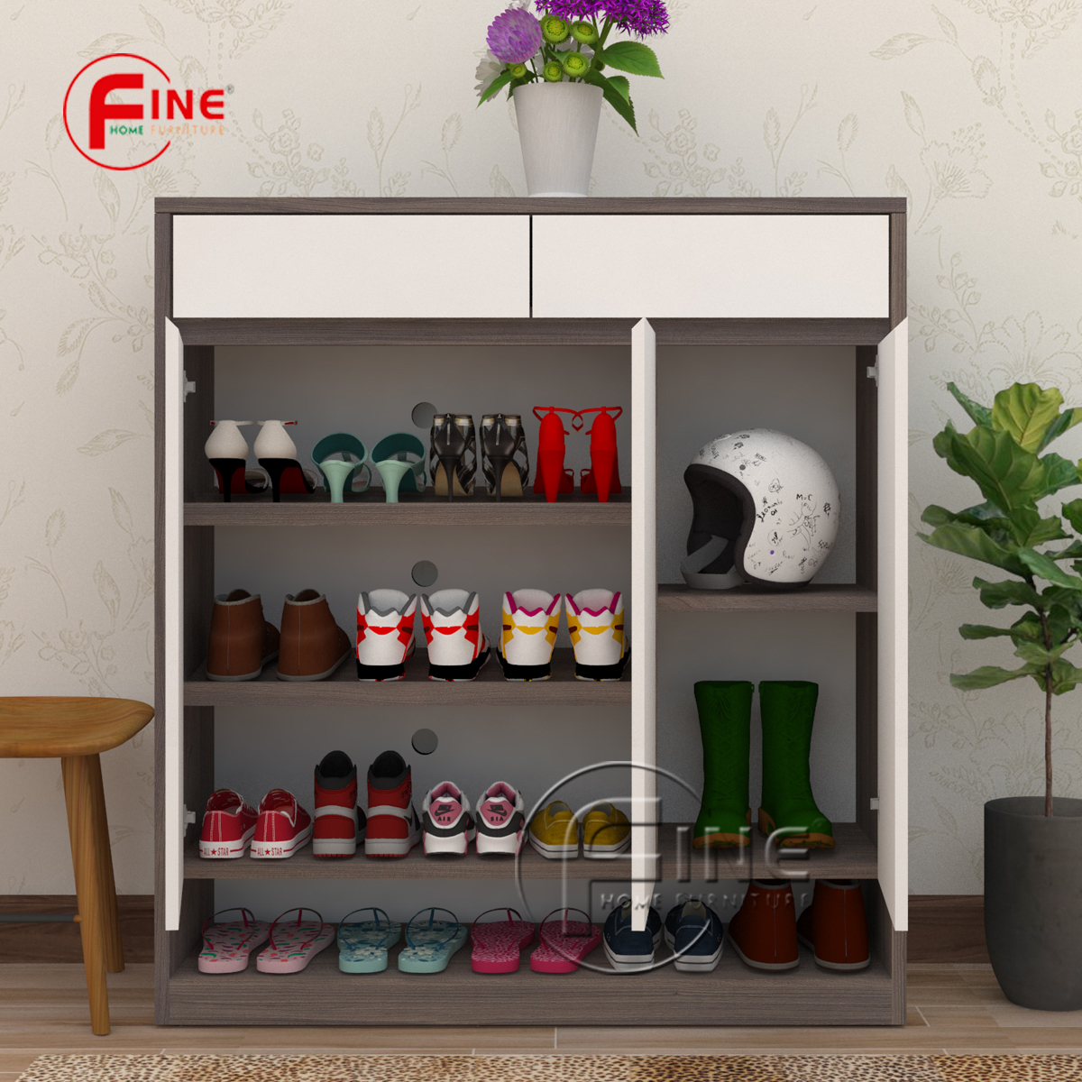Tủ Giày Dép FINE hiện đại sang trọng phong cách thời trang FTG019 phù hợp cho Căn Hộ, Nhà Phố