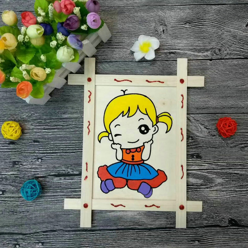 Tranh gỗ có hình kèm màu và cọ cho bé tập tô