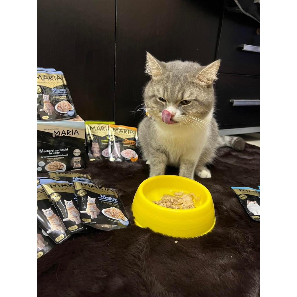Pate cho mèo| mèo con Combo 4 gói 70g MARIA AUTHENTIC PET FOOD - thức ăn cho mèo vị thịt gà, cá hồi, cá thu, mực