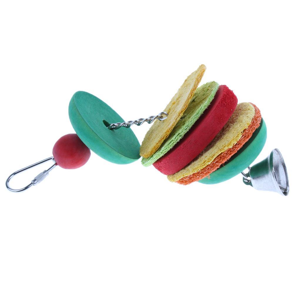 Wooden Loofah Handwork Toy Cockatiel Hanging Swing Cage Chew Trainning Toy