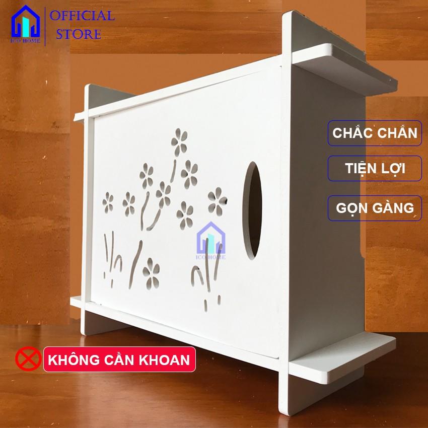 Hộp đựng wifi treo tường KHÔNG CẦN KHOAN hình hoa mai kiểu mới nhỏ gọn giá rẻ - ICO HOME