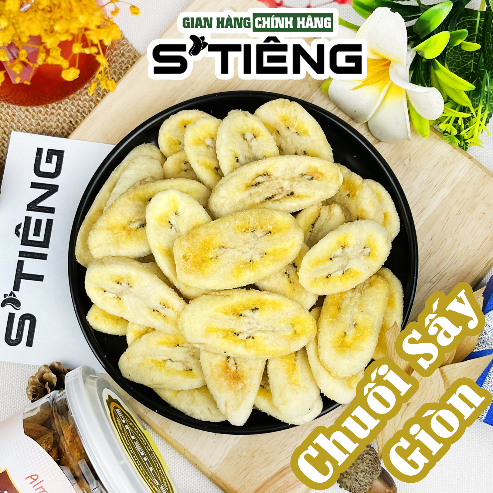 250Gr Chuối Sấy Giòn Nguyên Miếng Xuất Khẩu S'TIÊNG